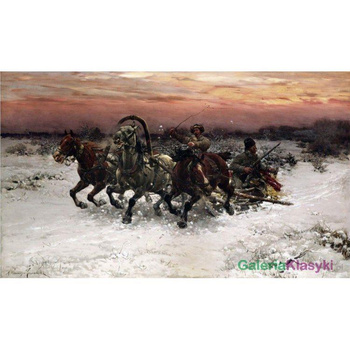 Trojka ścigana przez wilki - Alfred Kowalski-Wierusz