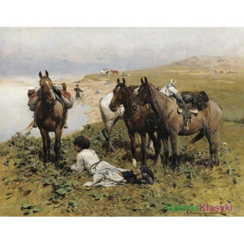 Odpoczynek jeźdźców kaukaskich - Alfred Kowalski-Wierusz