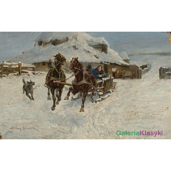 Przejażdżka trojką - Alfred Kowalski-Wierusz