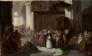 Scena w kościele, szkic do sceny historycznej - Stanisław Chlebowski