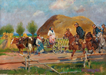 Spotkanie na wiejskiej drodze - Wojciech Kossak