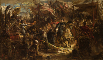 "Jan III Sobieski wręcza kanonikowi Denhoffowi list do papieża" – Reprodukcja