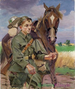 Żołnierz z koniem - Wojciech Kossak