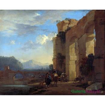 Pejzaż włoski z ruinami mostu rzymskiego i Akweduktu - Jan Asselijn