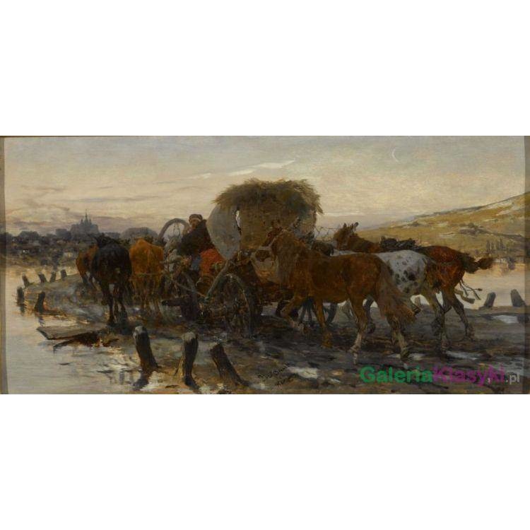 Żydzi prowadzący konie na targ - Józef Brandt